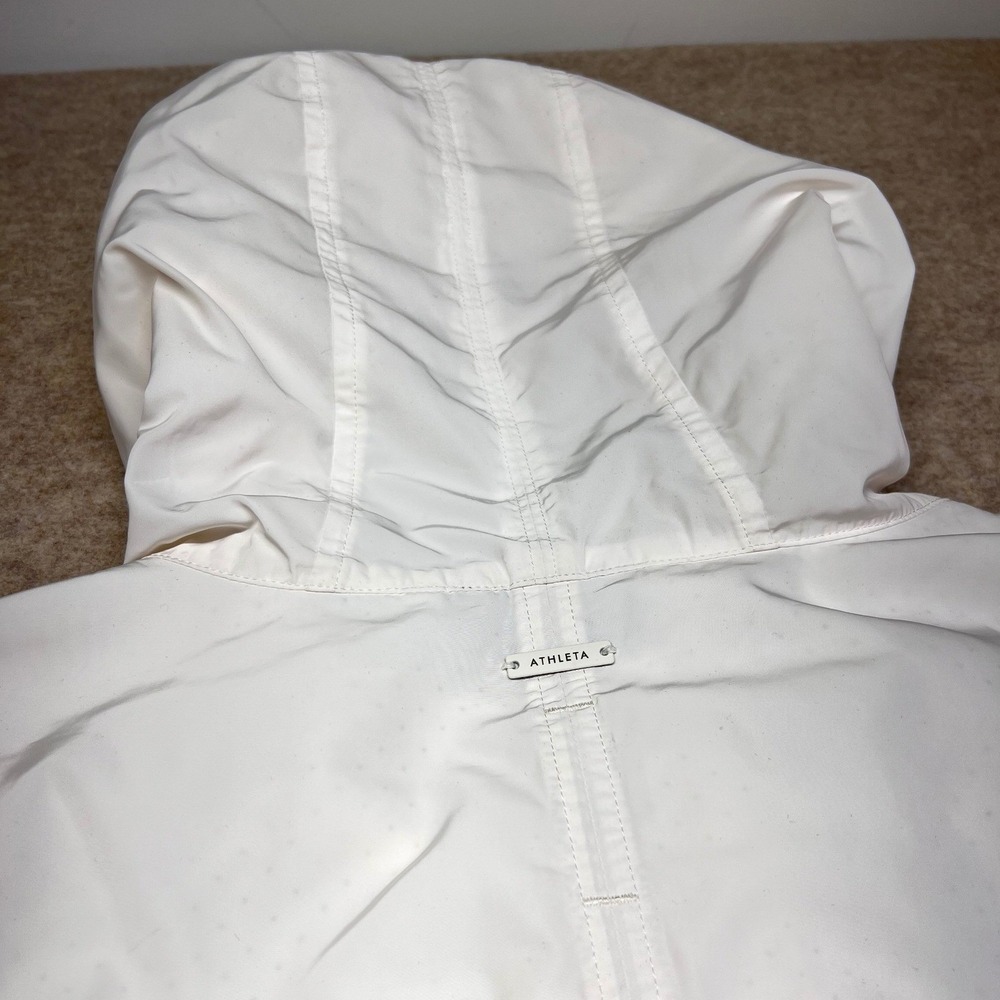 Athleta Windbreaker Jacket Women XL White Good Hooded Perforated Ventilated Back - Picture 12 of 12